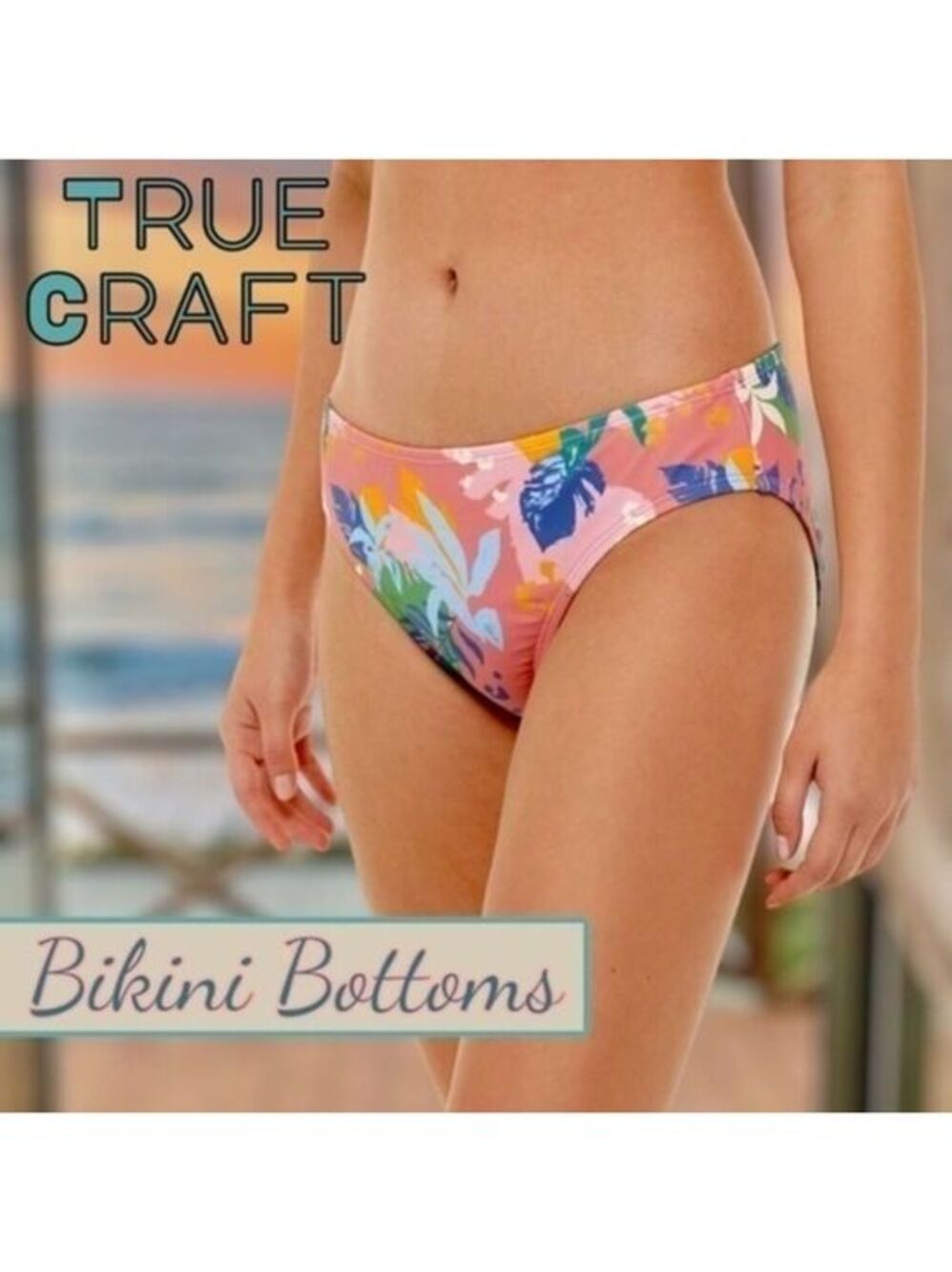 TRUE CRAFT Jungle Print Ruched-Back Hipster Swim Bottoms NWT/Lg